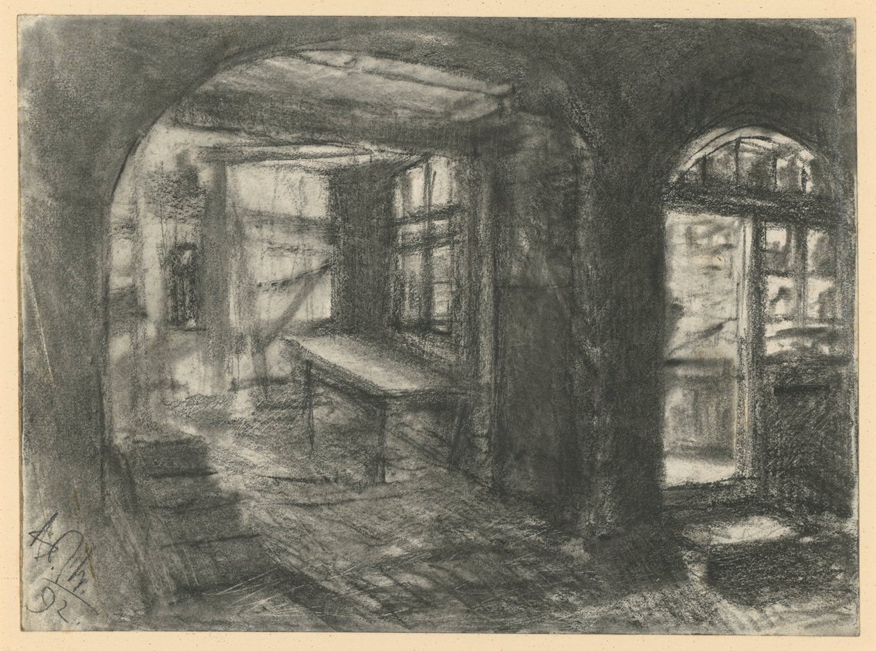Interiör i ett bondgårdshus av Adolph Menzel