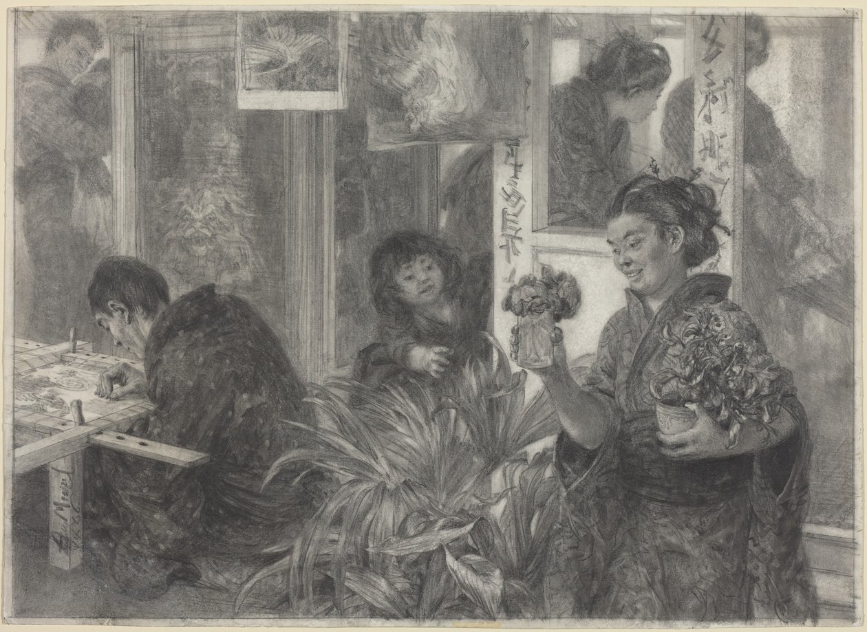 En japansk konstnär i arbete av Adolph Menzel