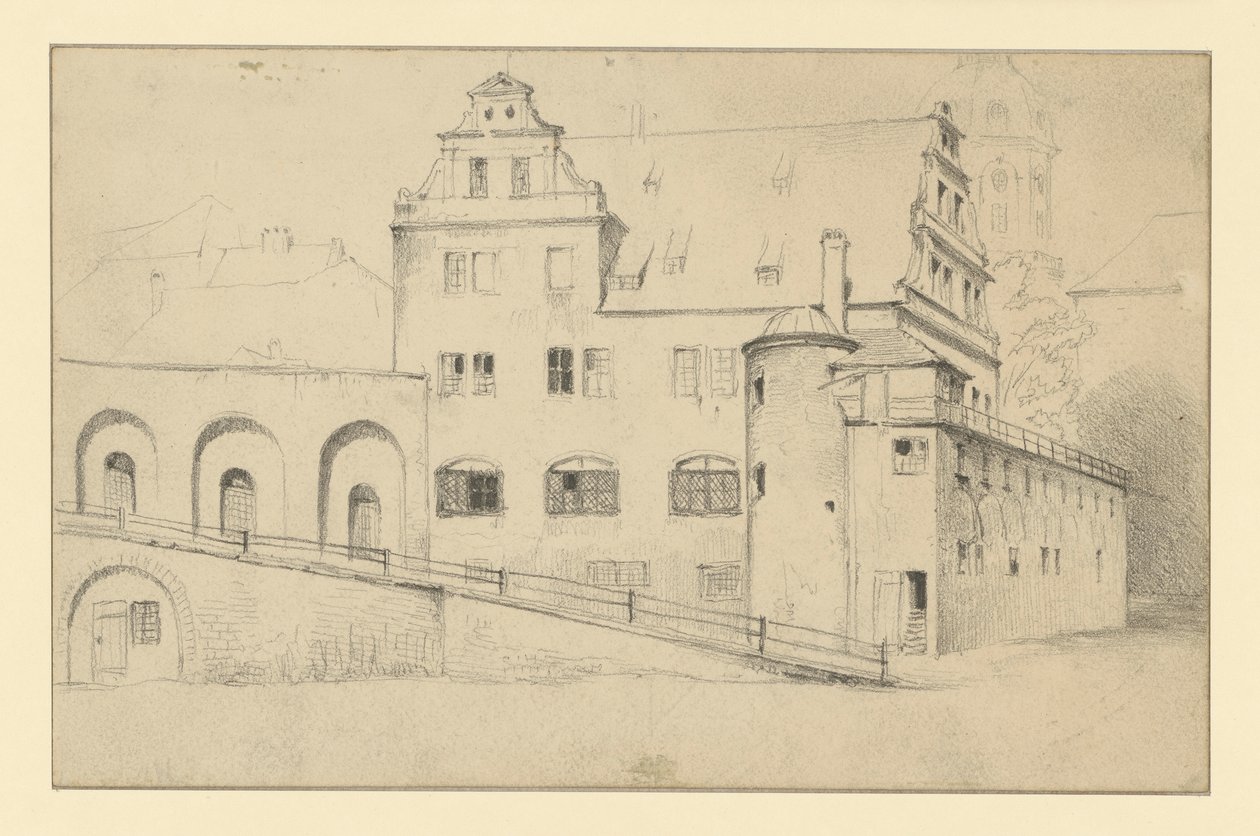 Kanslibyggnaden i Dresden, sedd från Stallhof av Adolph Menzel