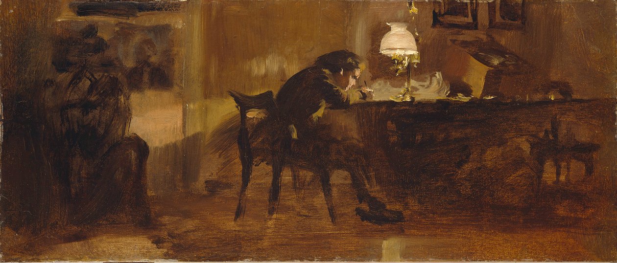 Pojke vid skrivbordet av Adolph Menzel