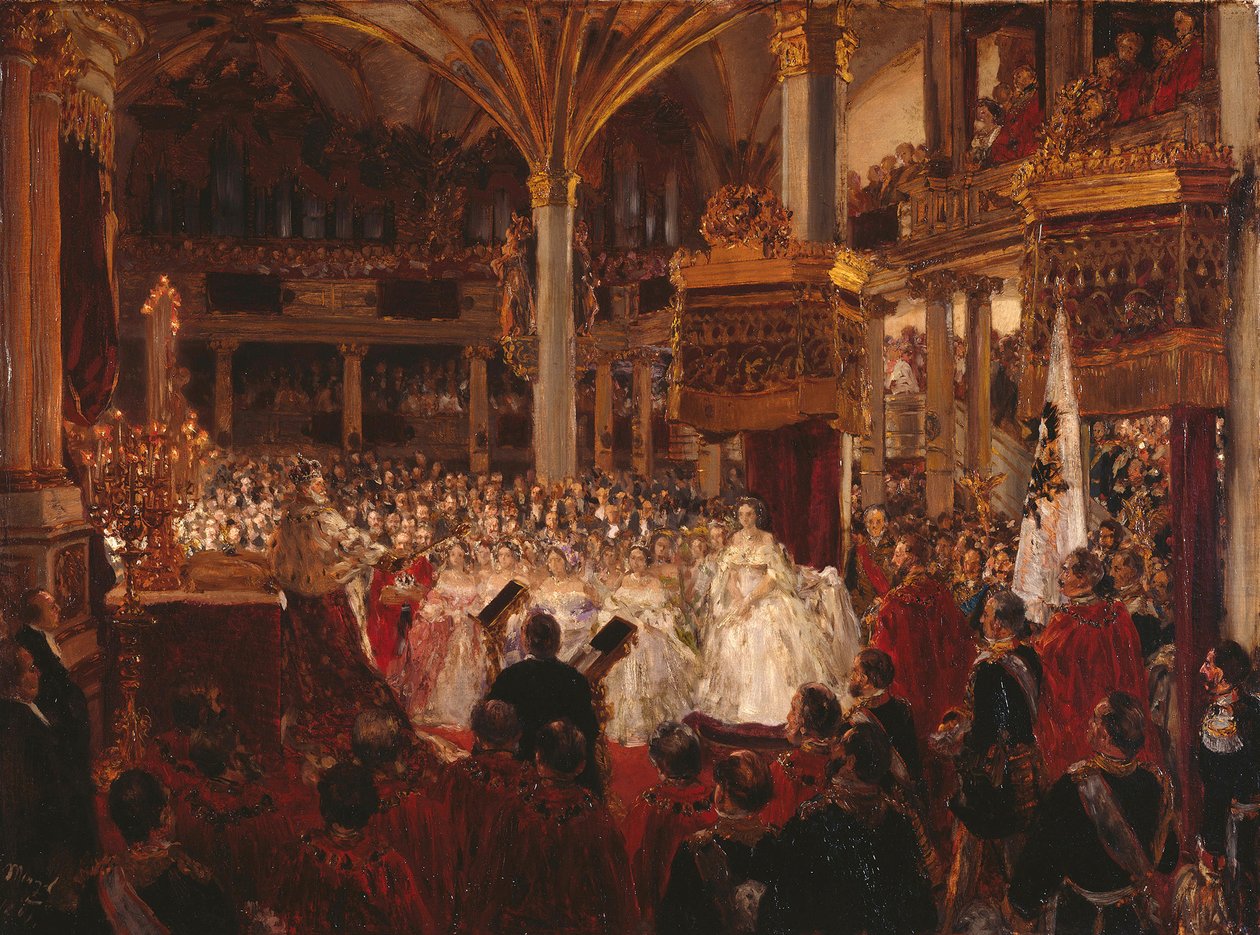 Kröningen av kung Vilhelm I i Königsberg (skiss) av Adolph Menzel