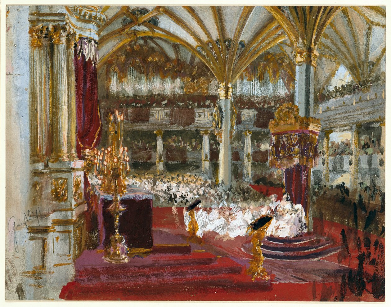 Kröningen av Vilhelm I i slottskyrkan i Königsberg 1861 av Adolph Menzel