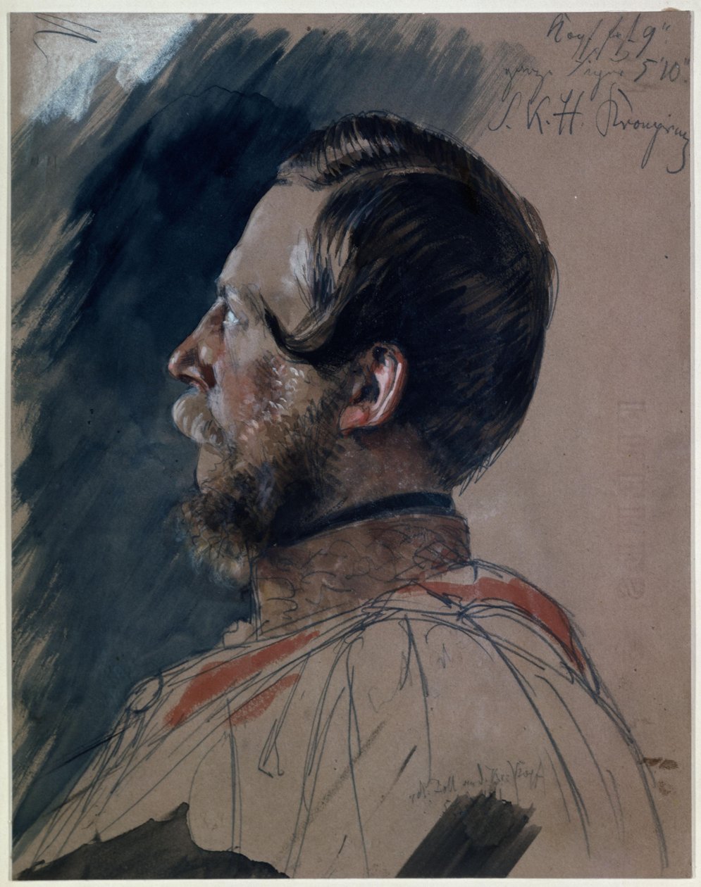 Kronprins Friedrich Wilhelm. Studie till målningen ”Wilhelm I:s kröning i Königsberg” av Adolph Menzel