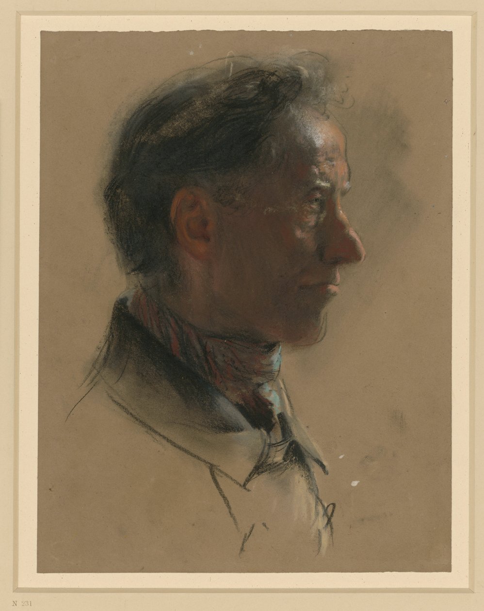 Manligt huvud åt höger av Adolph Menzel