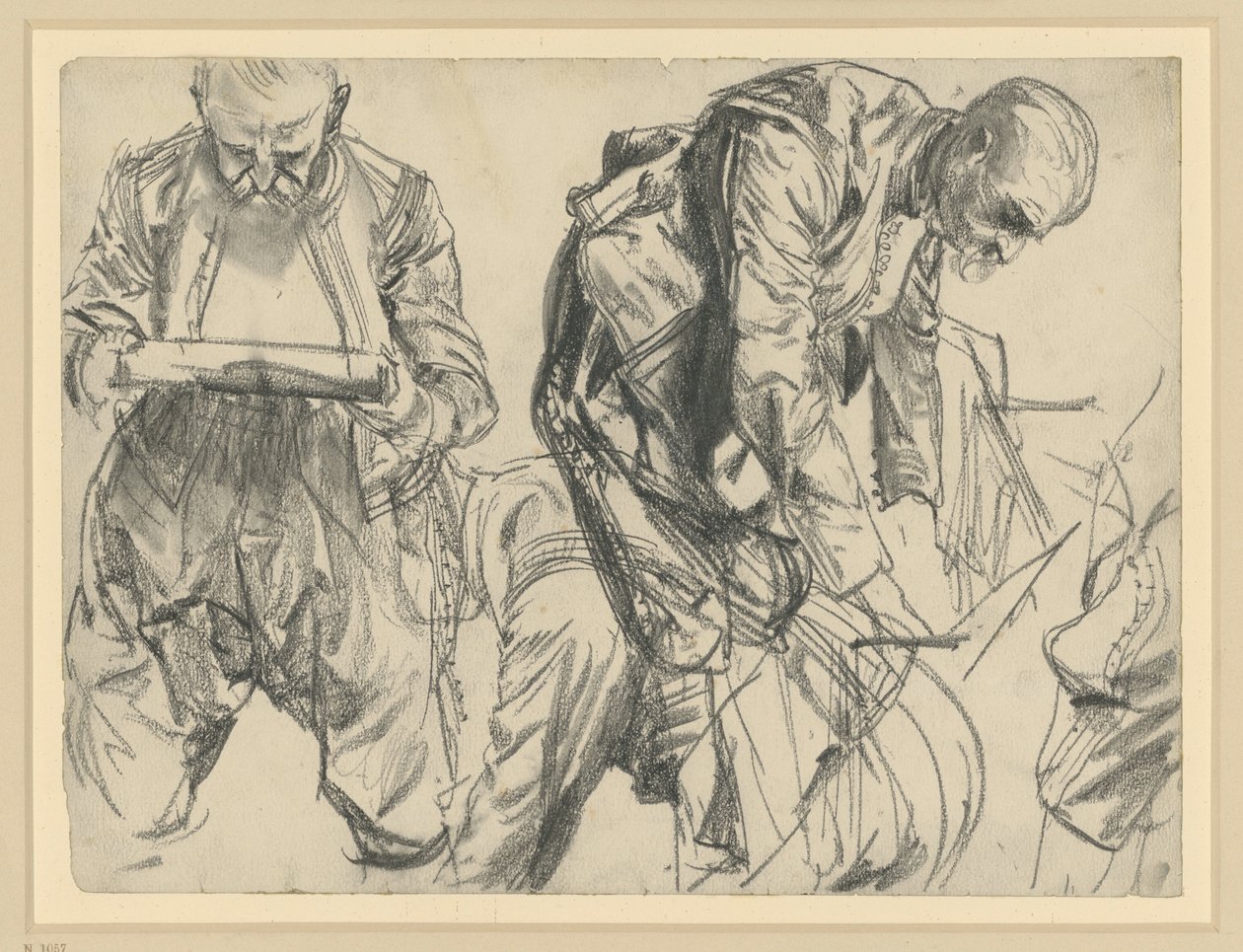 Modell i kurfursten Johann Georg I av Sachsens festdräkt, visad ur tre vinklar, Historiska museet, Dresden av Adolph Menzel