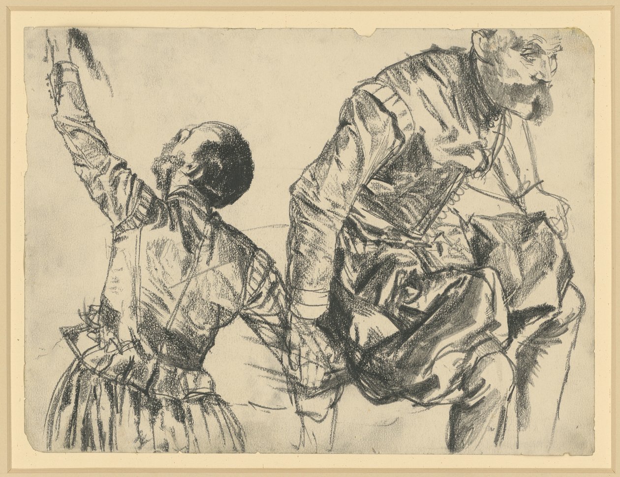 Modell i kurfursten Johann Georg I av Sachsens festdräkt, visad från två vinklar, Historiska museet, Dresden av Adolph Menzel