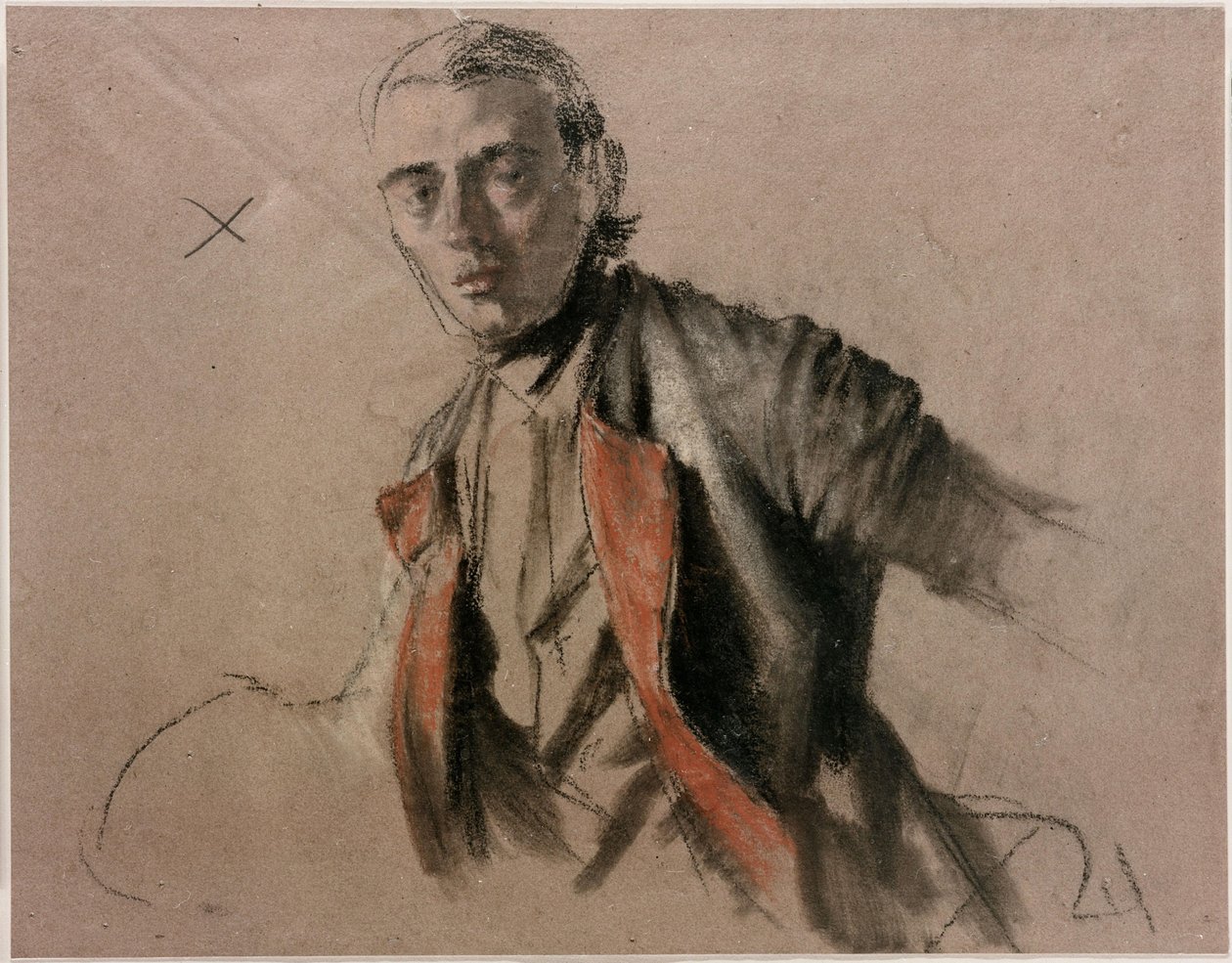 Modellstudie (Richard Menzel) som general von Stille för målningen ”Fredrik den stores rundabordssamtal i Sanssouci” av Adolph Menzel