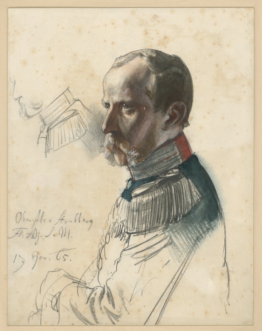 Överstelöjtnant von Strubberg, kungens flygeladjutant av Adolph Menzel