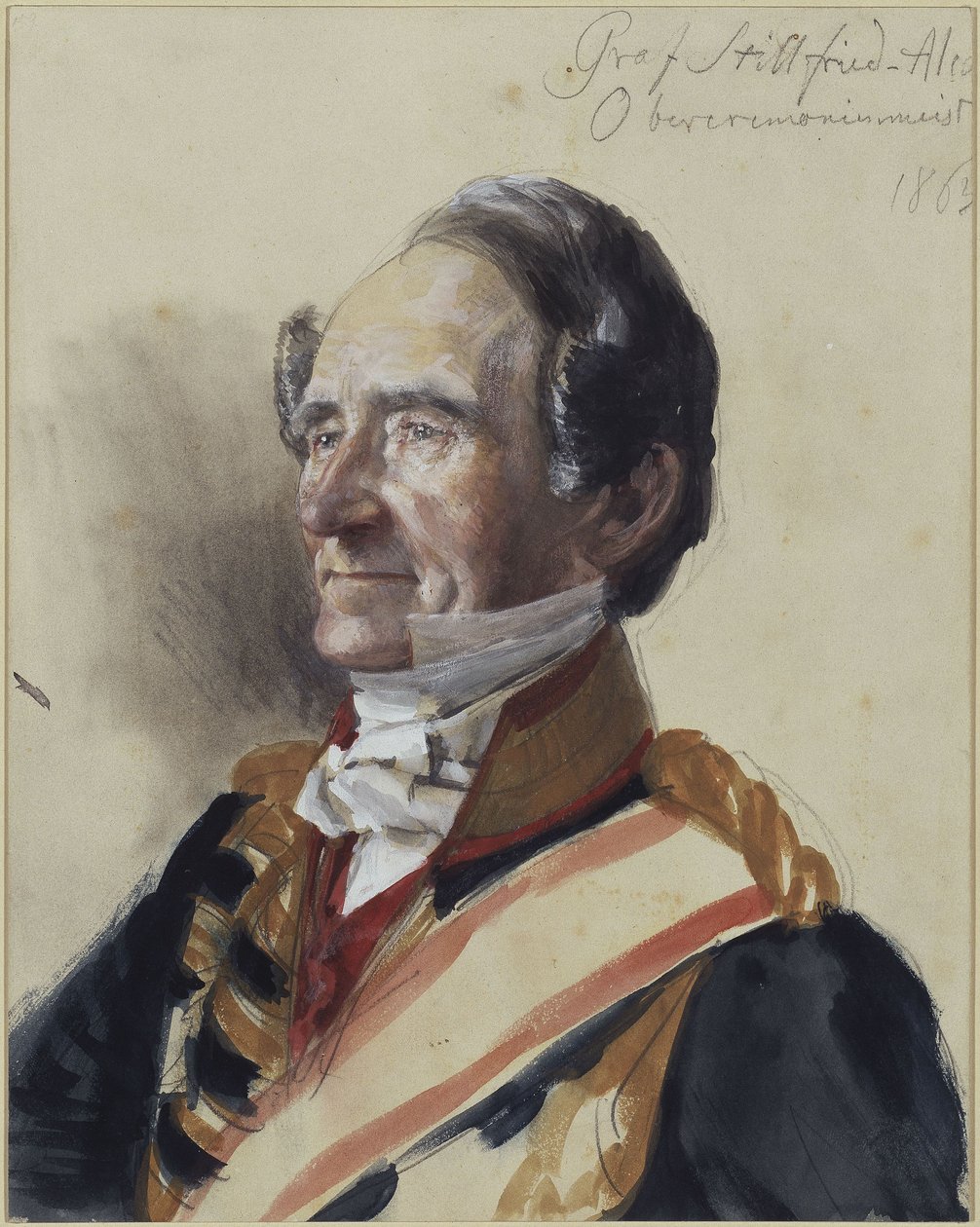 Överceremonimästare Rudolf greve Stillfried-Alcantara. Studie till målningen "Wilhelm I:s kröning i Königsberg" av Adolph Menzel
