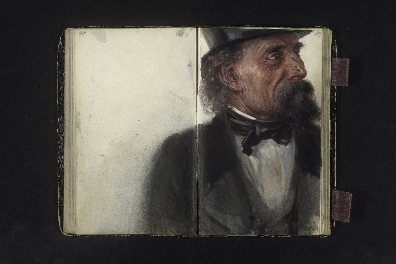 Porträtt av en man med cylinderhatt av Adolph Menzel