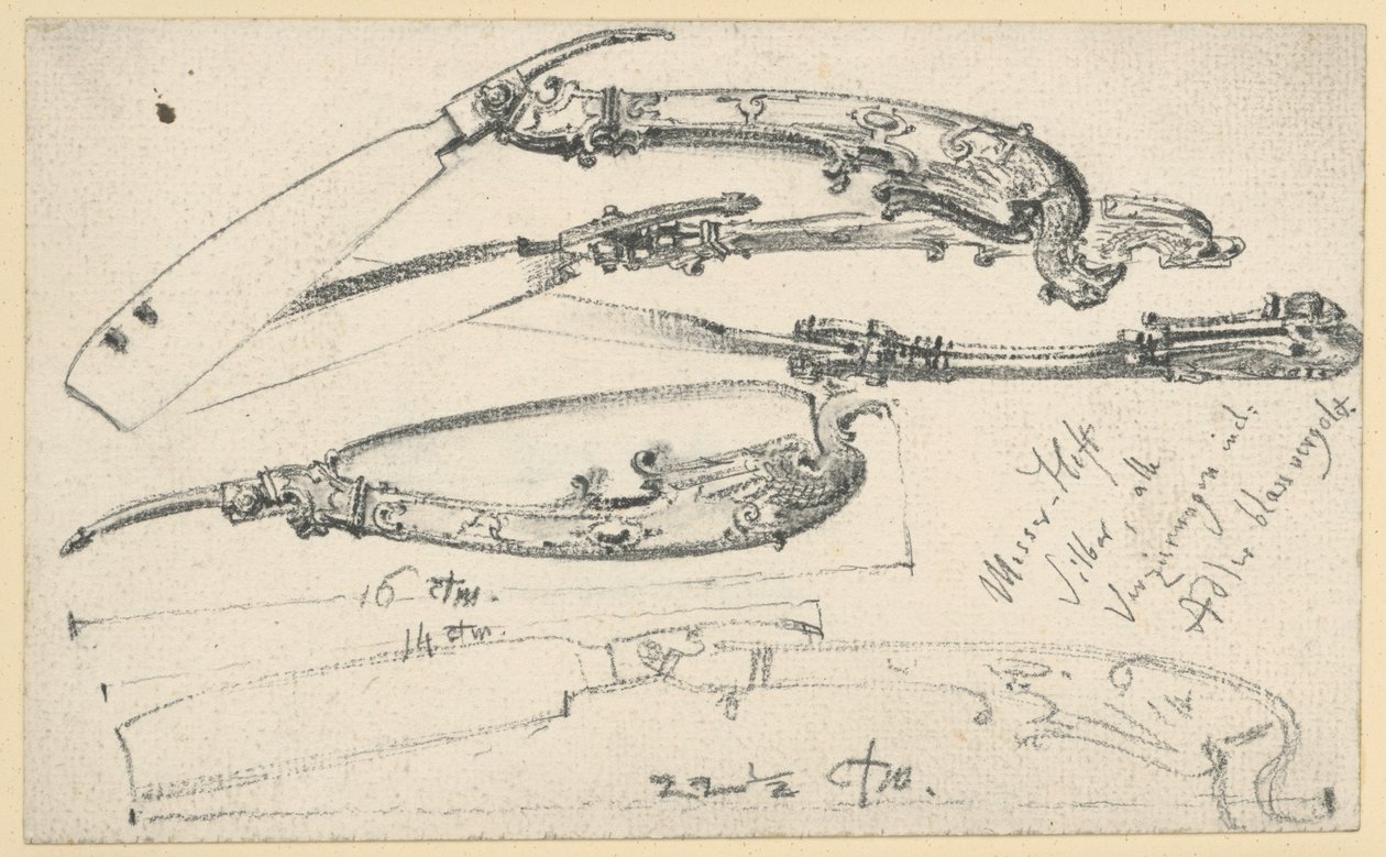 Rakkniv, möjligen från kurfurst Johann Georg I av Sachsens jakt- och arbetsbord, Historiska museet, Dresden av Adolph Menzel