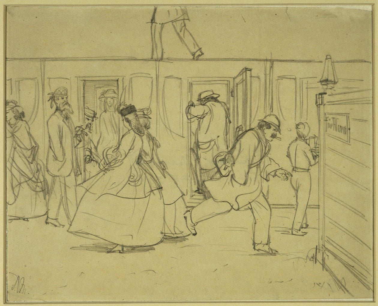 Resande på järnvägsstationen (”För herrar”) av Adolph Menzel
