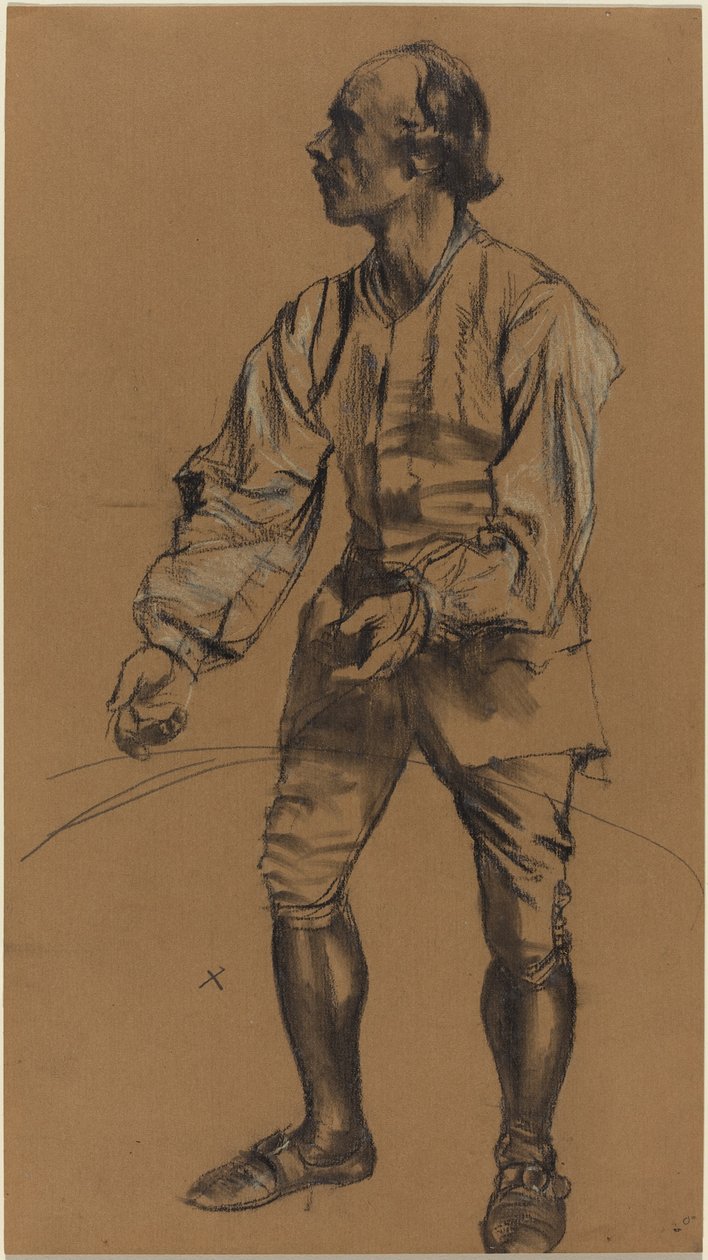 Richard Menzel poserar i 1700-talskostym av Adolph Menzel