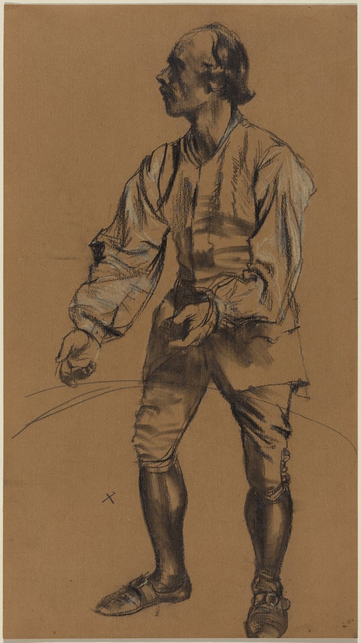 Richard Menzel poserar i 1700-talsdräkt av Adolph Menzel