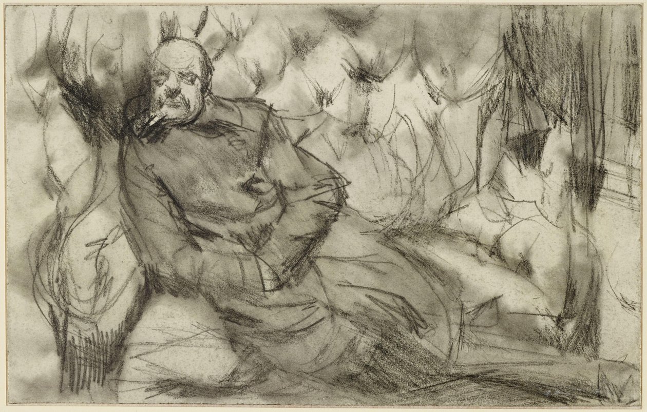 Sovande man i ett tågkupé av Adolph Menzel