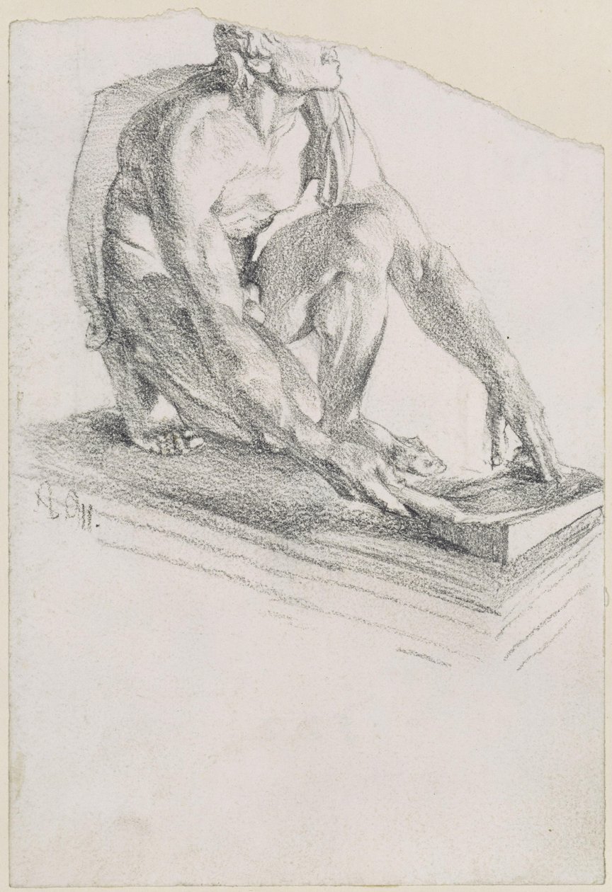 En slipande skyter (avgjutning efter originalet i Uffizierna i Florens) av Adolph Menzel