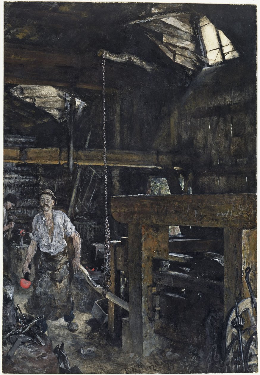 Smedja i Gastein av Adolph Menzel
