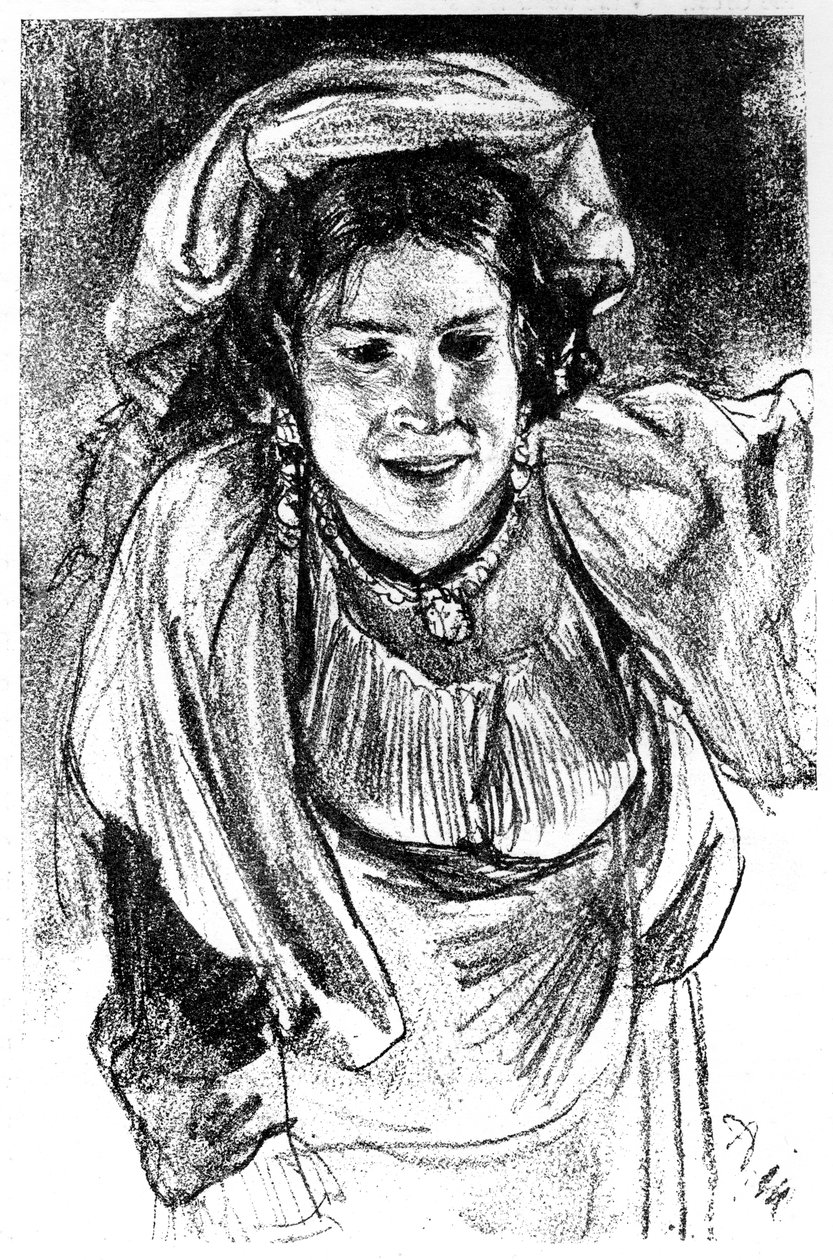 Studie av en italiensk flicka, c1880-1882. av Adolph Menzel