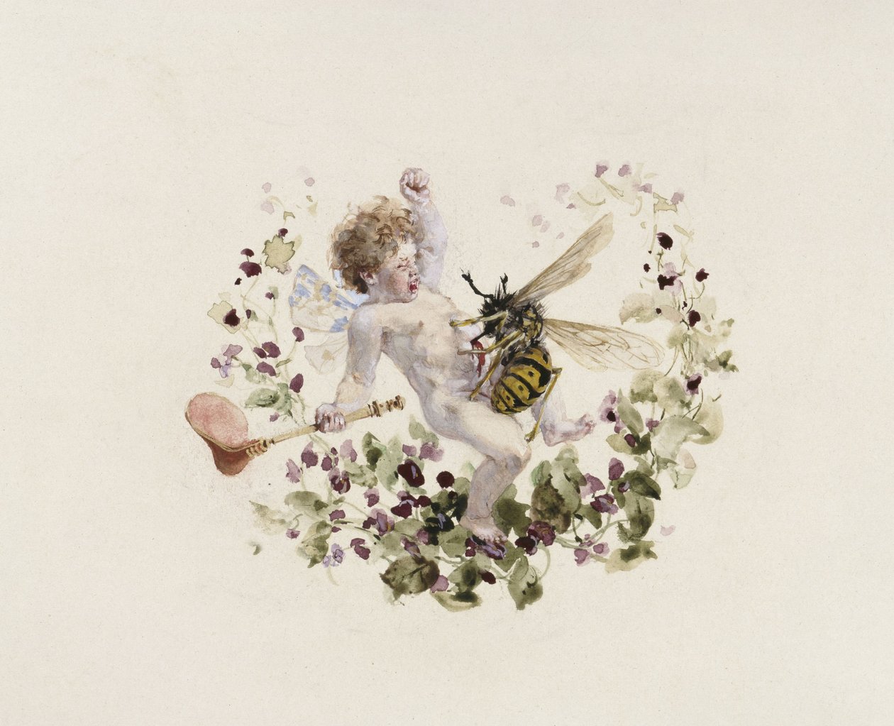 Bordsbestick: Soppterrin, lock med putto och geting av Adolph Menzel