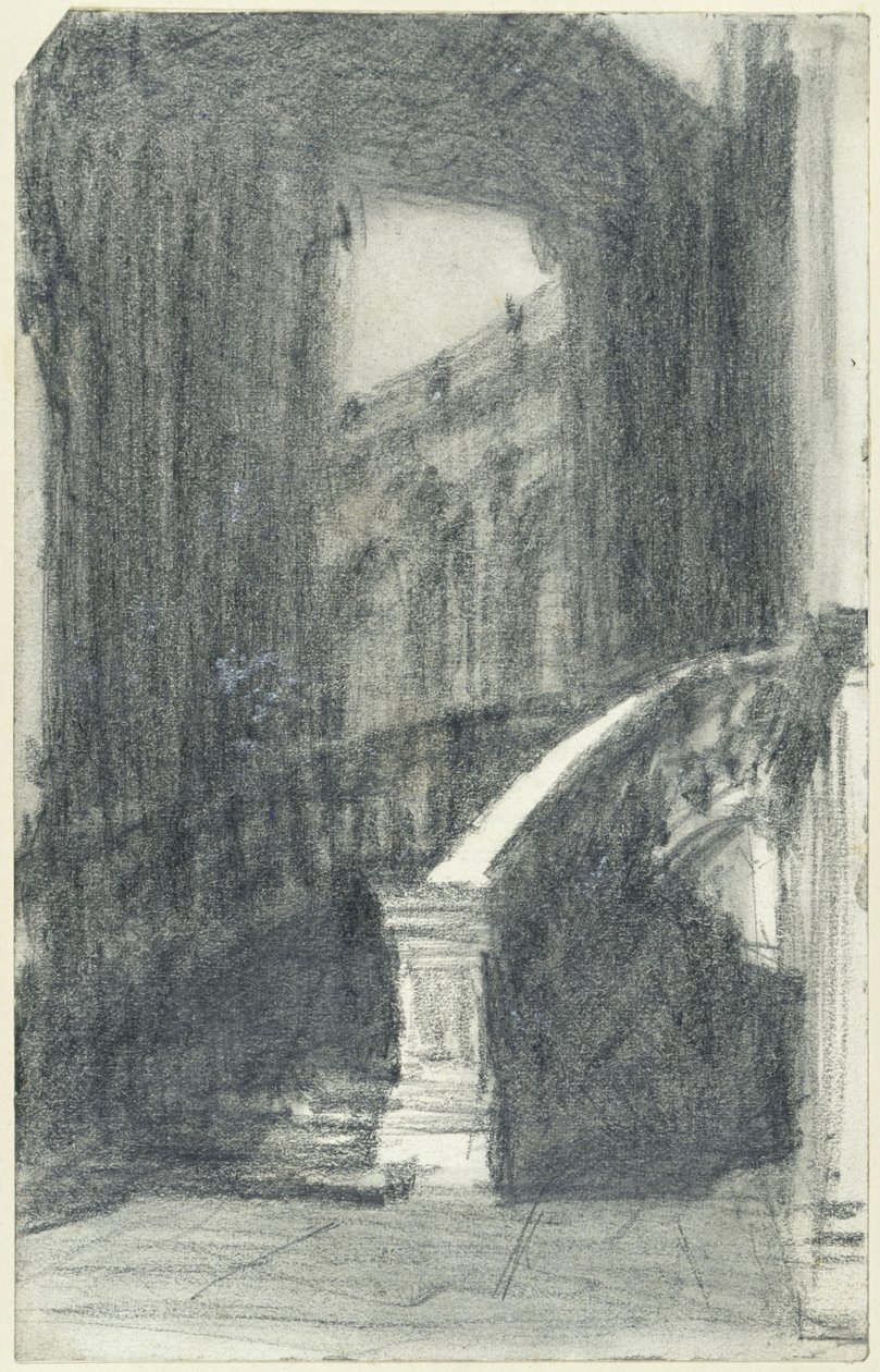 Trappan i stadspaviljongen vid Zwinger i Dresden på natten av Adolph Menzel