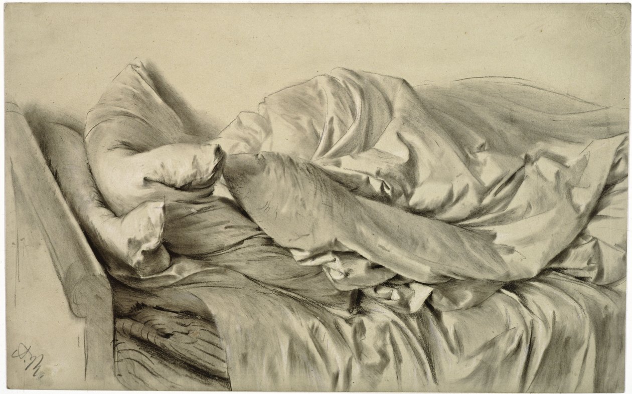Obäddad säng av Adolph Menzel