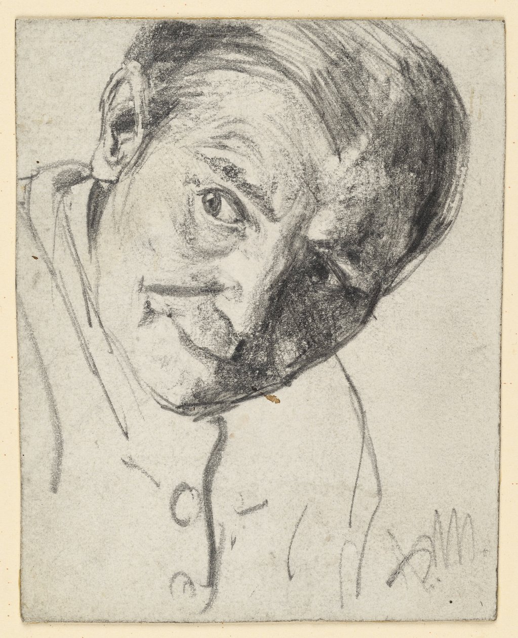 Huvudet böjt framåt, blicken riktad åt sidan av Adolph Menzel