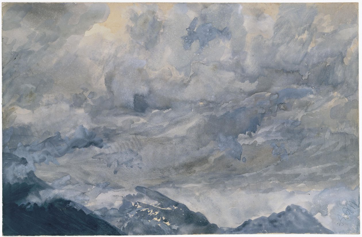Molnig himmel över bergstopparna av Adolph Menzel