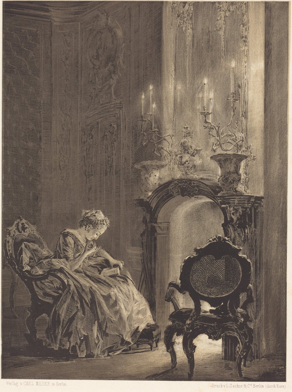 Kvinna framför en eld av Adolph Menzel