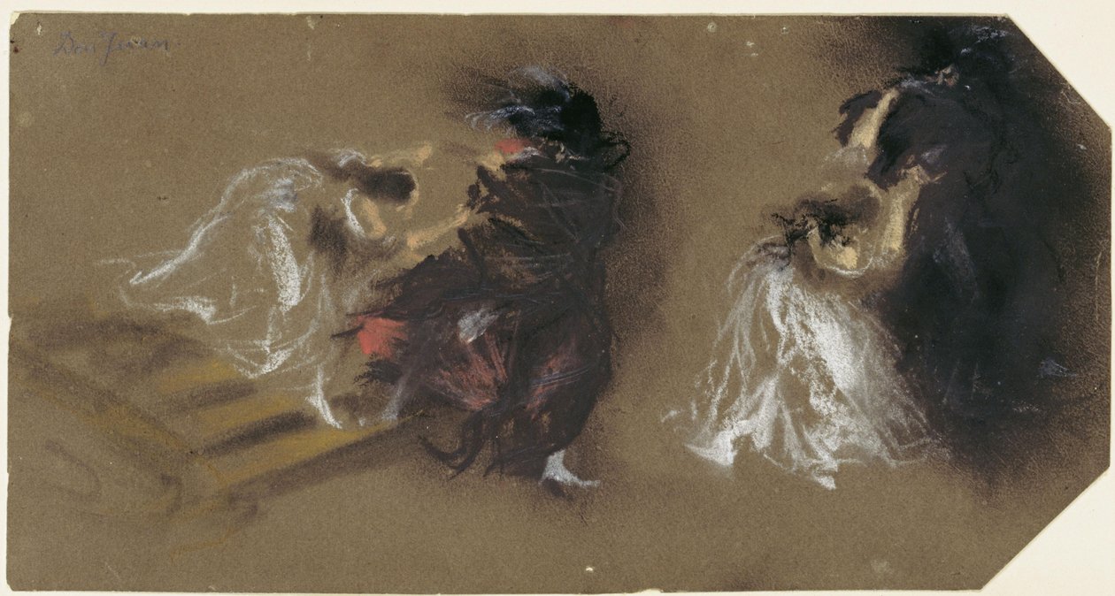 Två scener ur Mozarts ”Don Giovanni” av Adolph Menzel