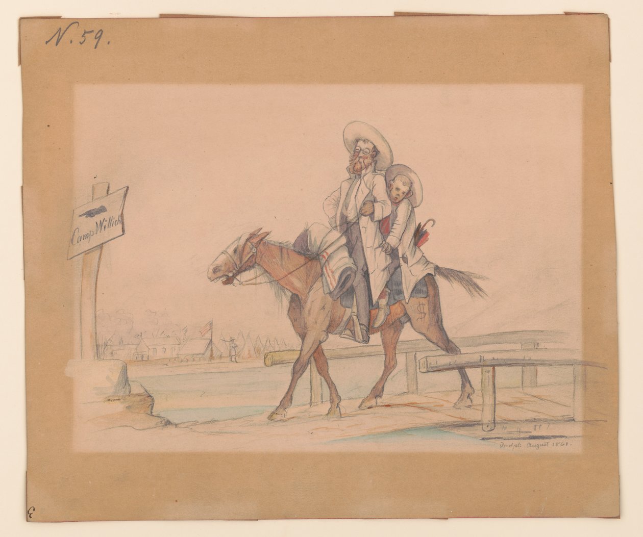 Henry Von Trebra & Louis V. Trebra anländer till Camp Morton, Indpls från sin gård i Madison, Ill. av Adolph Metzner