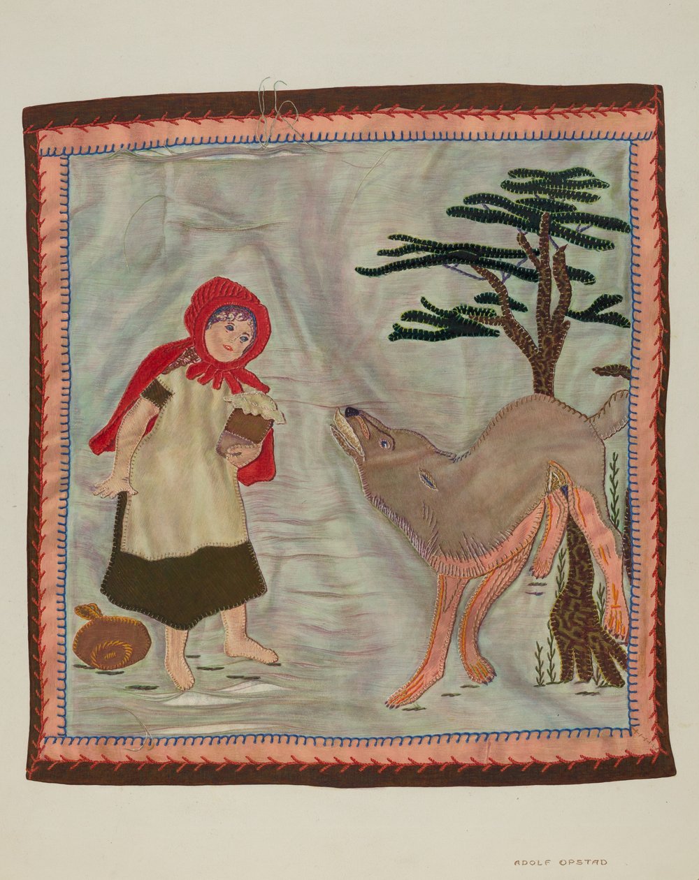 Coverlet Detail Rödluvan, ca. 1941. av Adolph Opstad