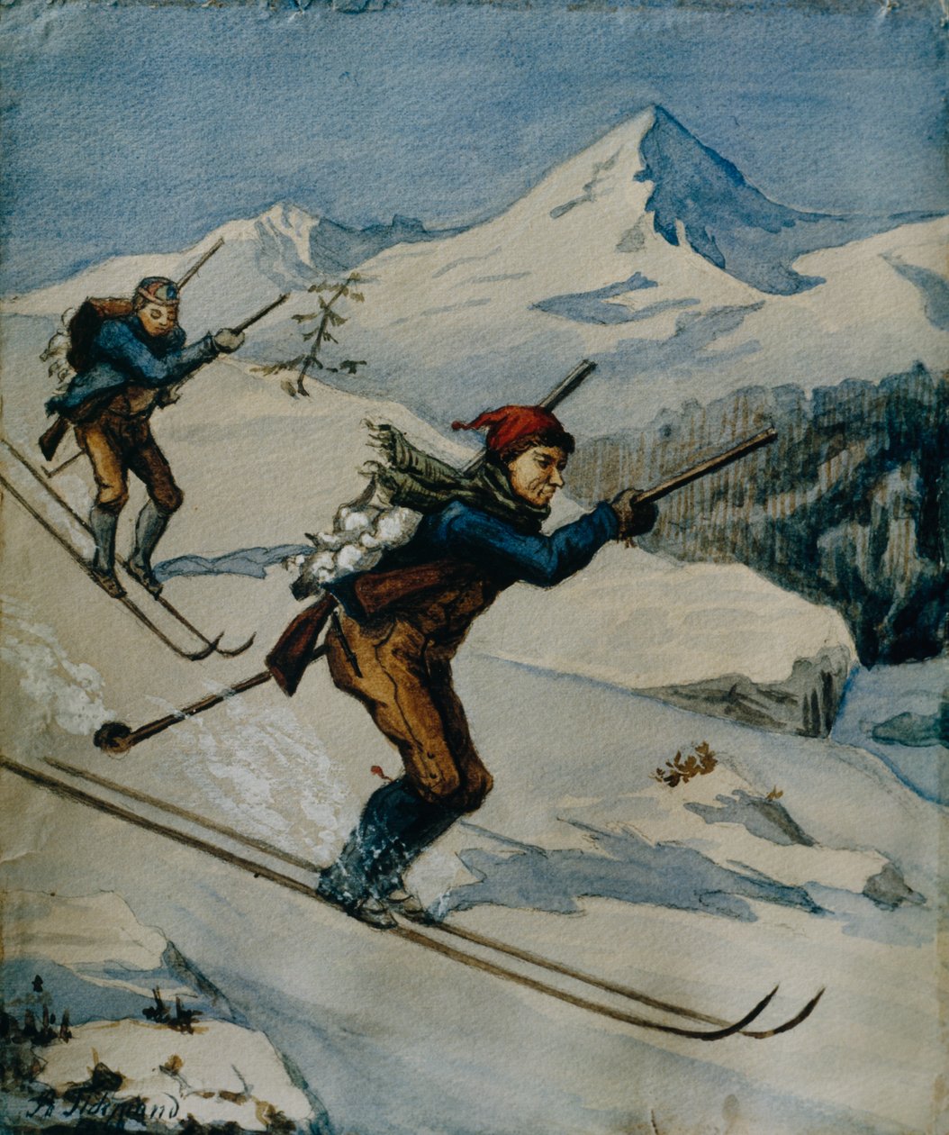 Fågeljägare (olja på duk) av Adolph Tidemand