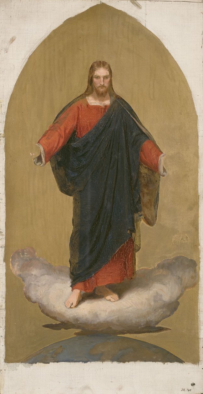 Christus auf dem Globus. Skizze für ein Altarbild av Adolph Tidemand