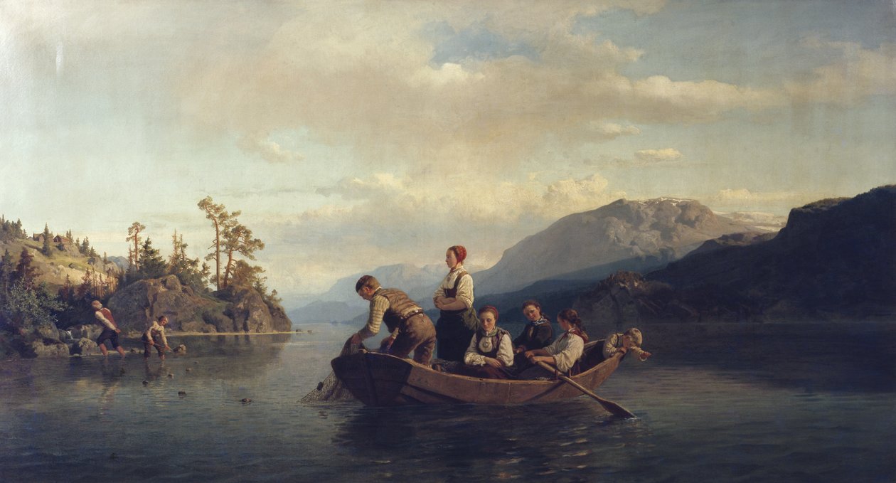 Kväll på Krøderen av Adolph Tidemand