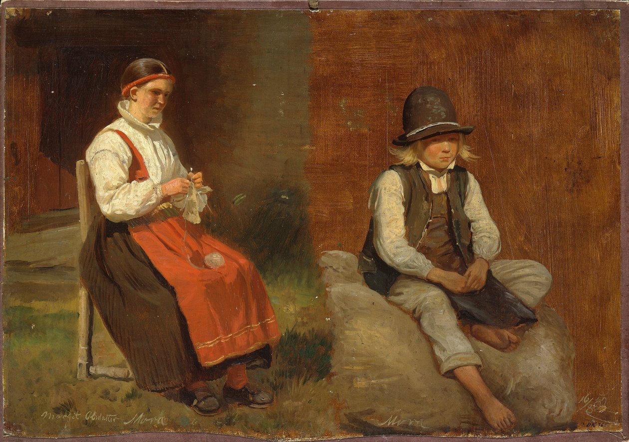 Figurstudier från Mora i Sverige av Adolph Tidemand