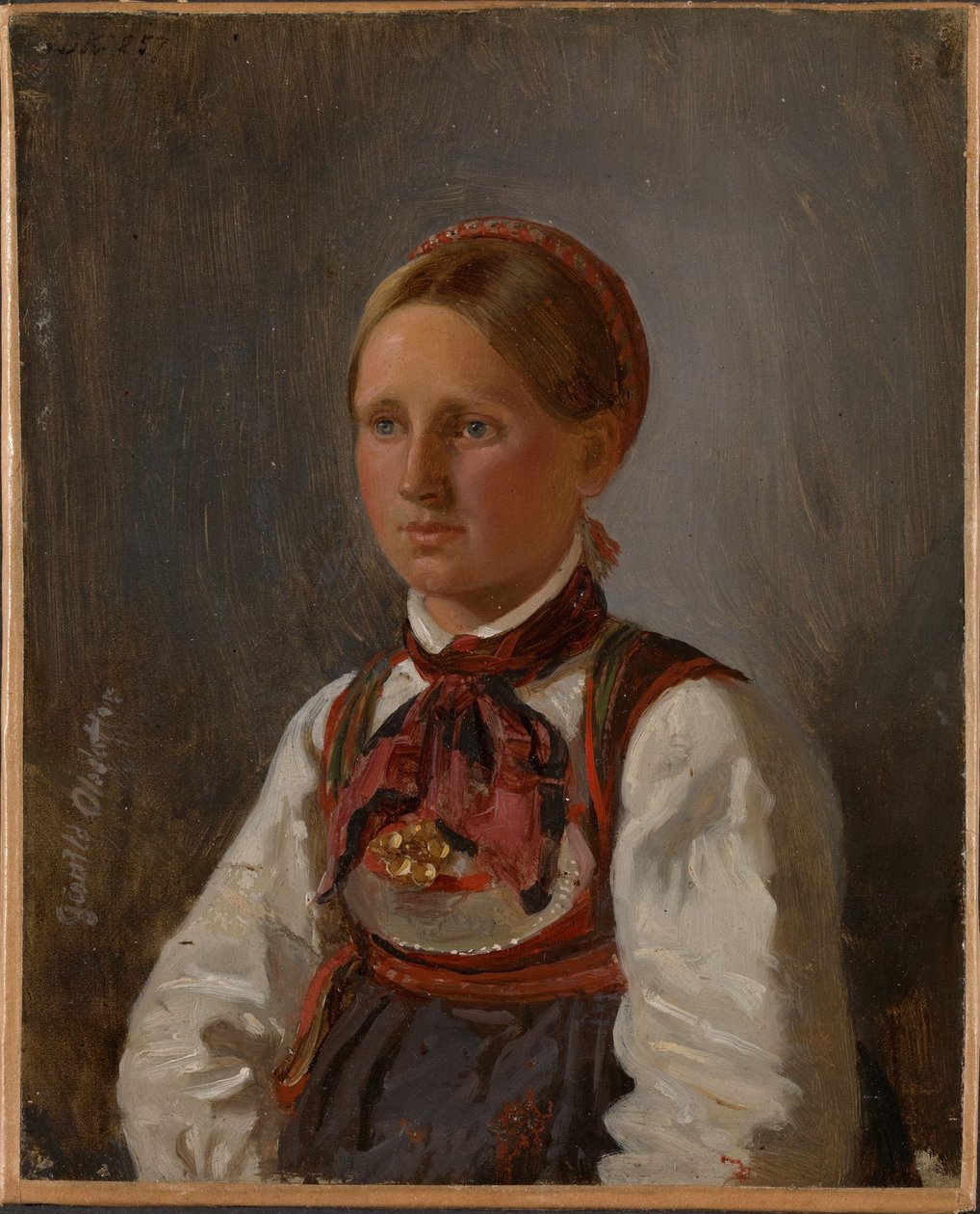 Porträtt av Gunild Olsdatter från Tinn av Adolph Tidemand