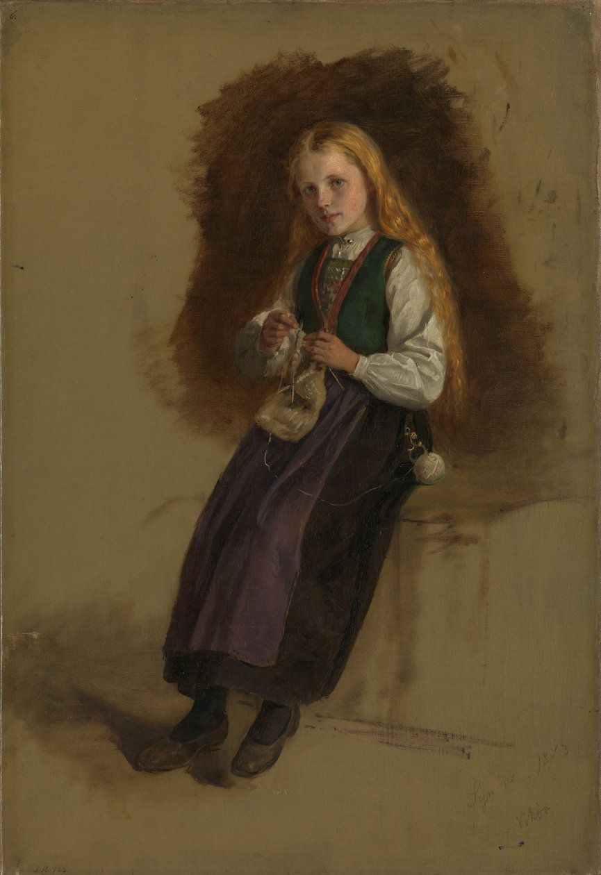 Porträtt av Syneve Larsdatter från Vikør av Adolph Tidemand