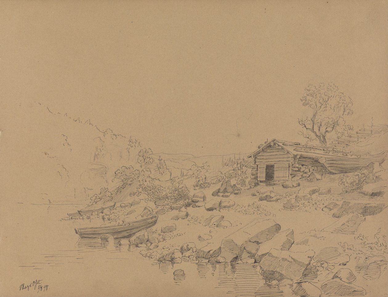Strandparti, Magooset av Adolph Tidemand