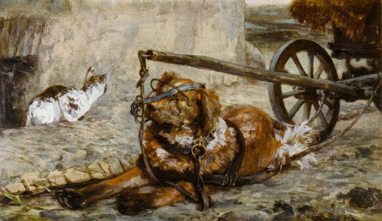 A. Menzel, draghund och katt av Adolph Menzel