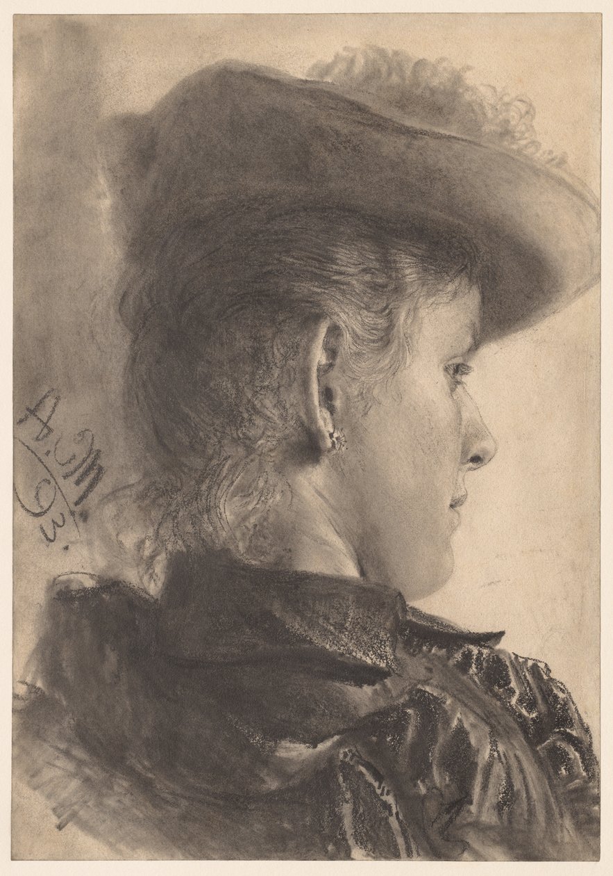 Byst av en kvinna, sedd bakifrån, 1893. av Adolph Menzel