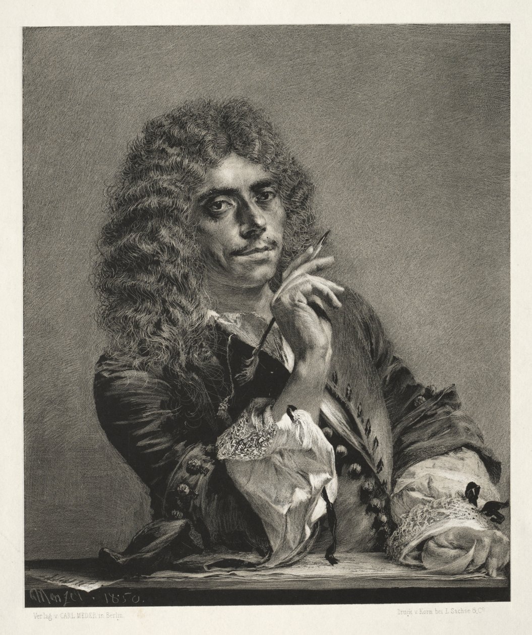 Essä om sten med borste och skrapa: Porträtt av Molière av Adolph Menzel