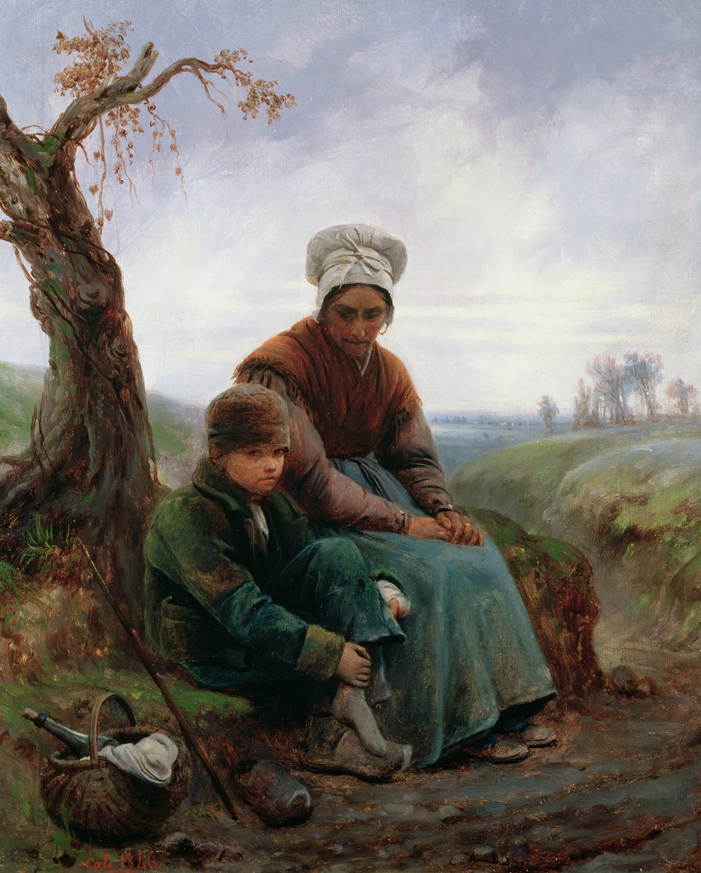 Bondekvinna och pojke, 1846 av Adolphe Felix Cals