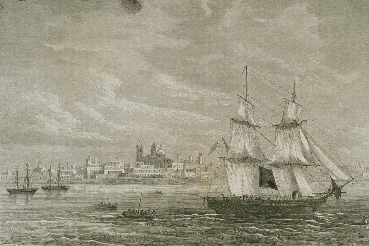 Utsikt över Montevideo, Uruguay, på 1860-talet av Adolphe Gusman