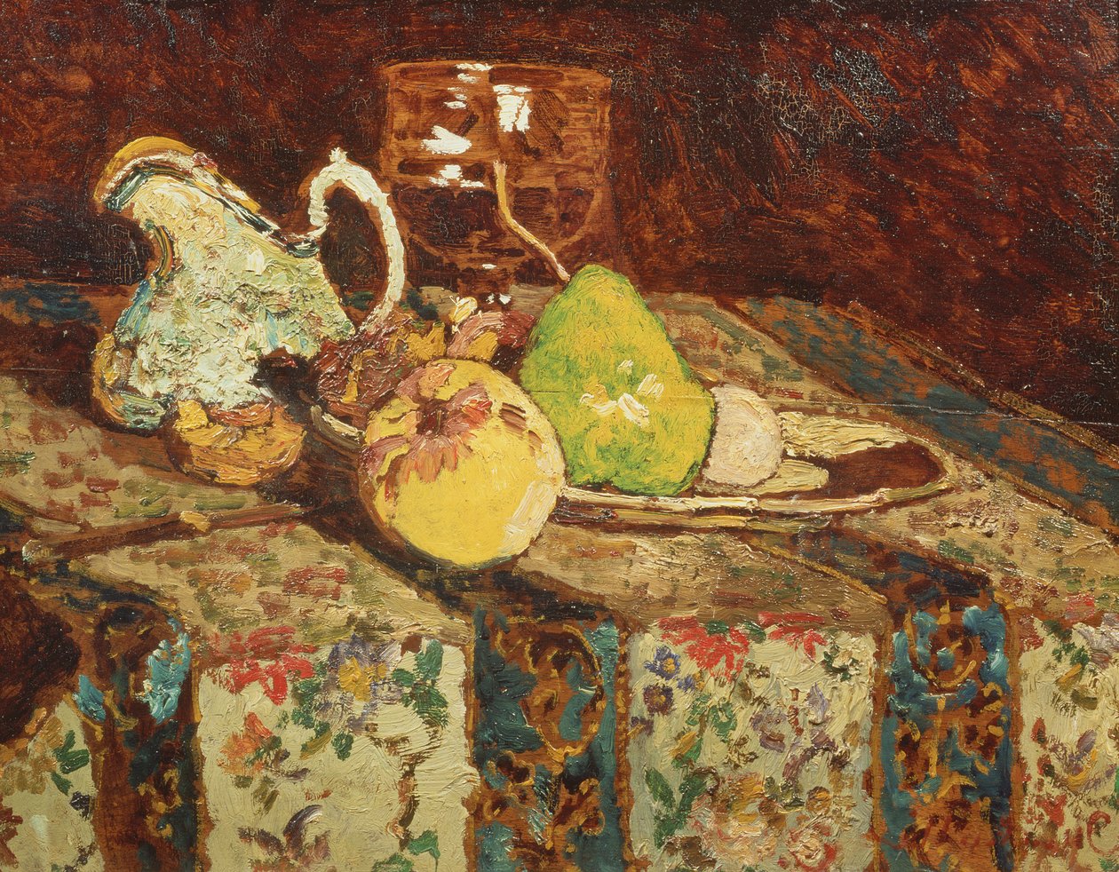 Stilleben med vit kanna, ca 1878-80 (panel) av Adolphe Joseph Thomas Monticelli