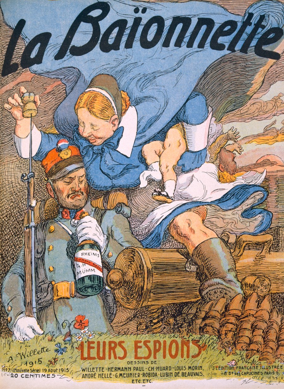 Deras spioner, titelsida från "La Baionnette", 1915 av Adolphe Leon Willette