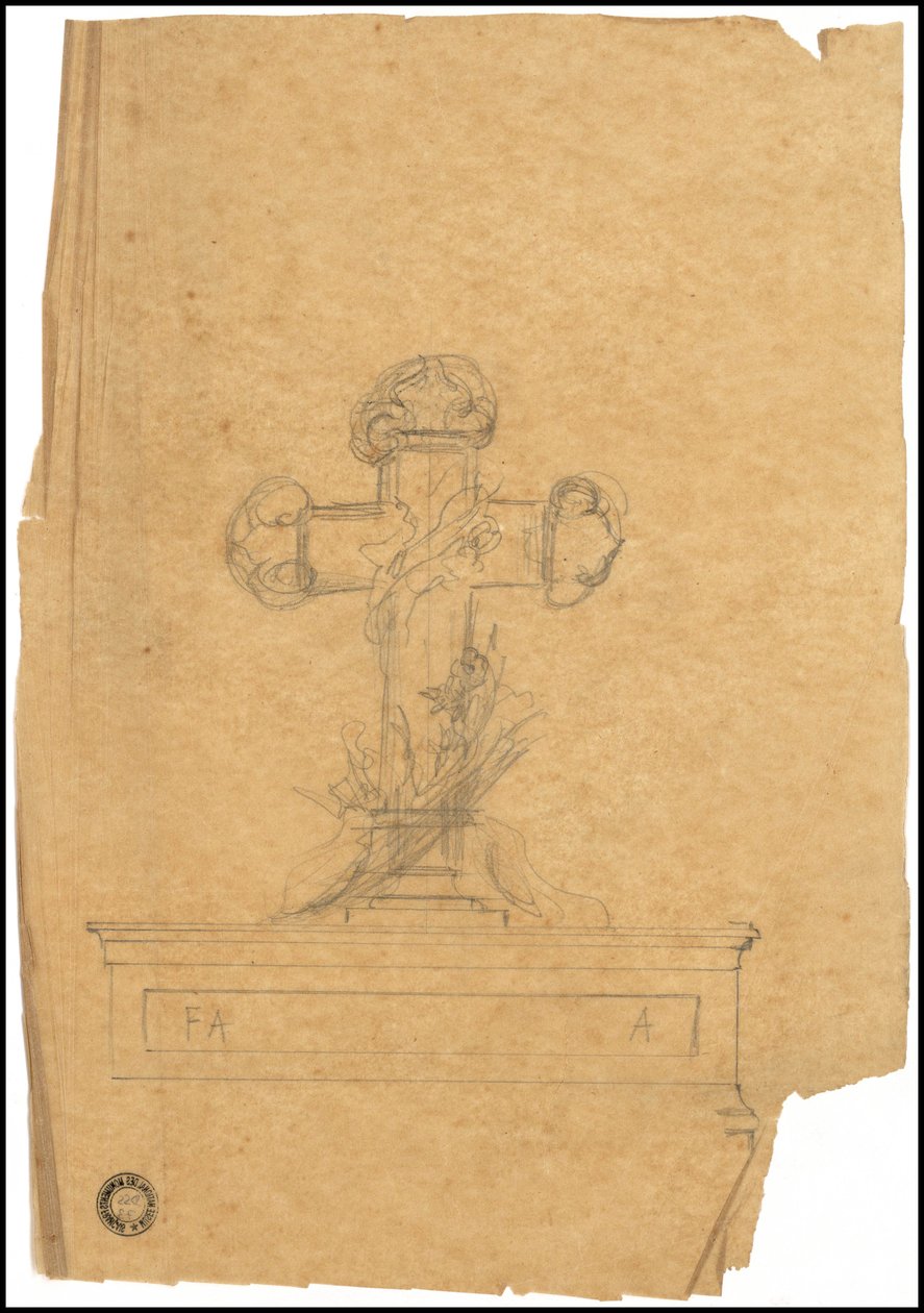 Croquis de tombeau pour la famille Karakehia au cimetière du Père Lachaise à Paris av Adolphe Victor Geoffroy Dechaume
