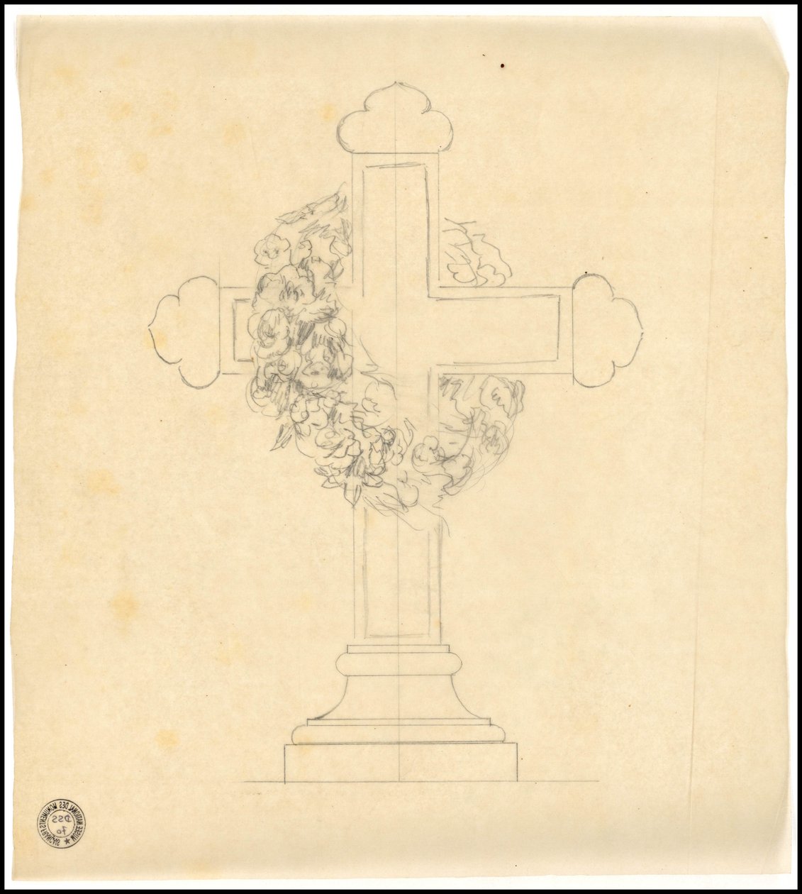 Skiss av en grav för familjen Karakehia på Père Lachaise -kyrkogården i Paris av Adolphe Victor Geoffroy Dechaume