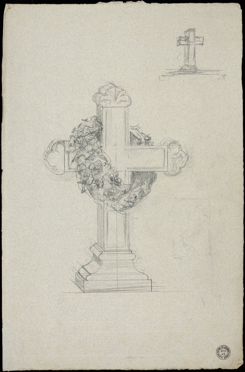 Skiss av en grav för familjen Karakehia på Père Lachaise -kyrkogården i Paris av Adolphe Victor Geoffroy Dechaume