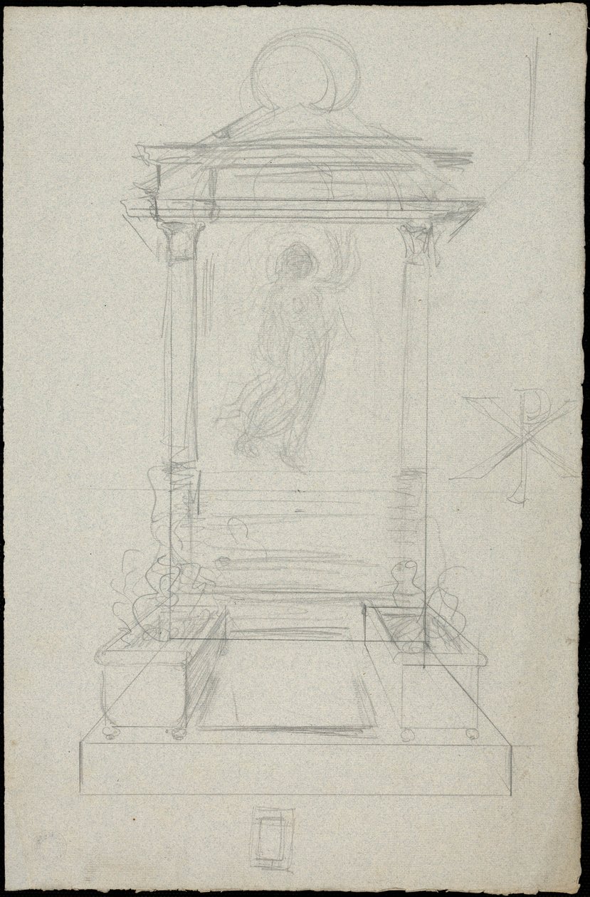 Skiss av en grav för familjen Karakehia på Père Lachaise -kyrkogården i Paris av Adolphe Victor Geoffroy Dechaume