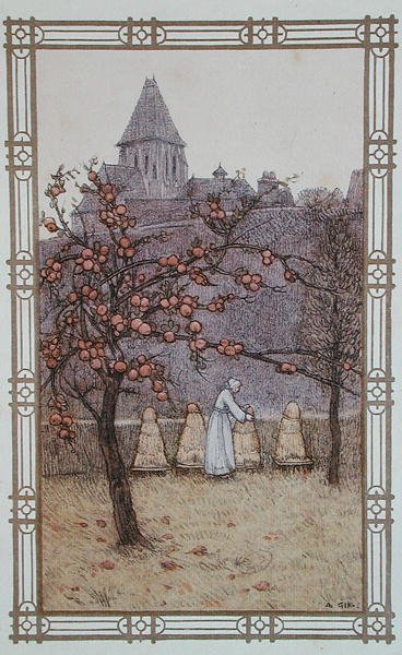 Biodlare kontrollerar sina bikupor, illustration från "La Vie des Abeilles", publicerad i Paris av Adolphe (after) Giraldon